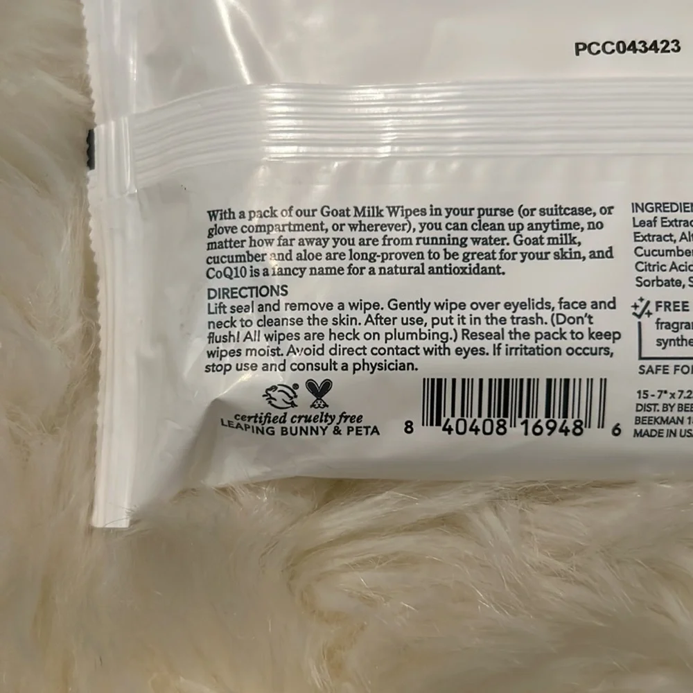 Beekman 1802 PURE Goat Milk Facial Cleansing Wipes